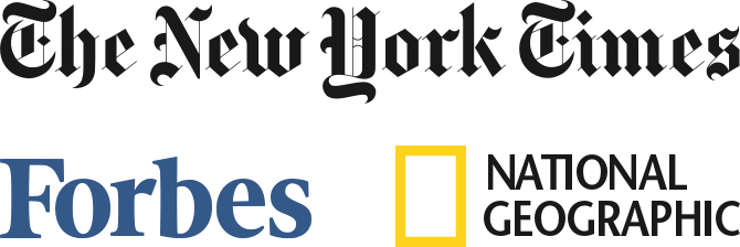 Logos for The New York Times, Forbes, National Geographic