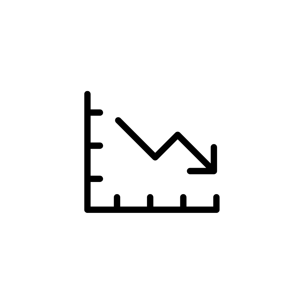 Graph with arrow pointing downwards