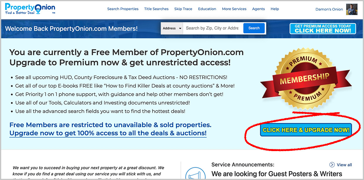 Free members home page