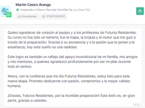 Testimonio: Martin Castro Arango (captura de chat)