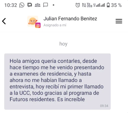 Testimonio: Julian Fernando Benitez (captura de chat)