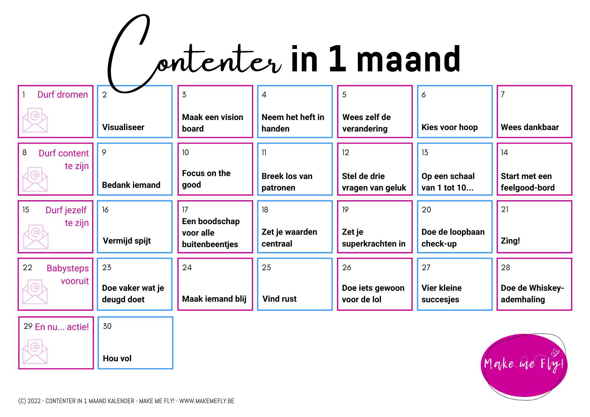 contenter in 1 maand kalender