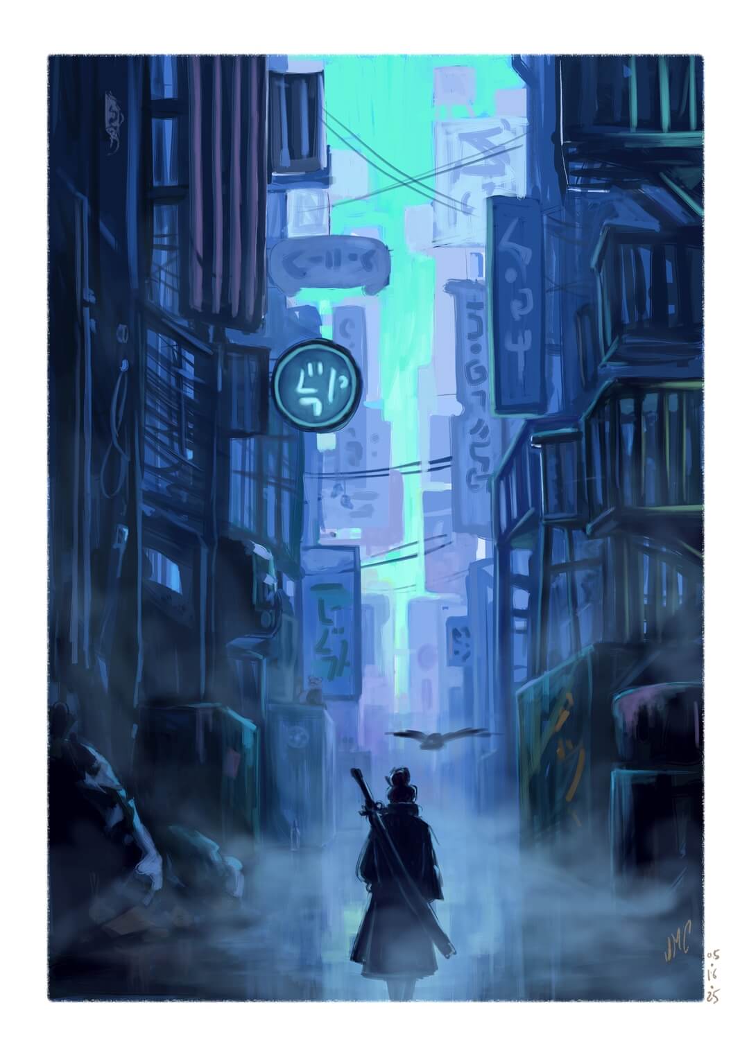 Cyberpunk city background art