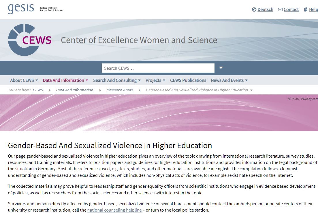 Gender-based and sexualized violence in higher education
