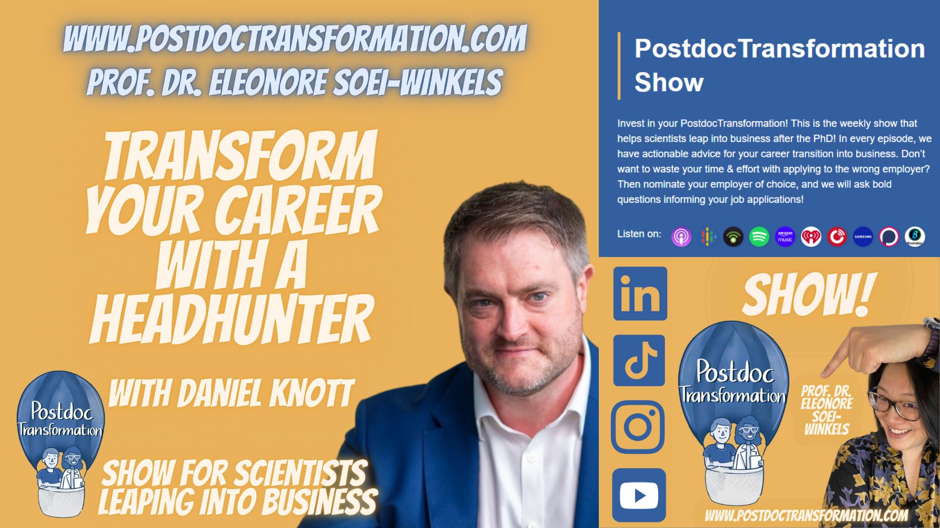 Transform your career with headhunter Daniel Knott from Page Executive, hosted by Prof. Dr. Eleonore Soei-Winkels, PostdocTransformation show
