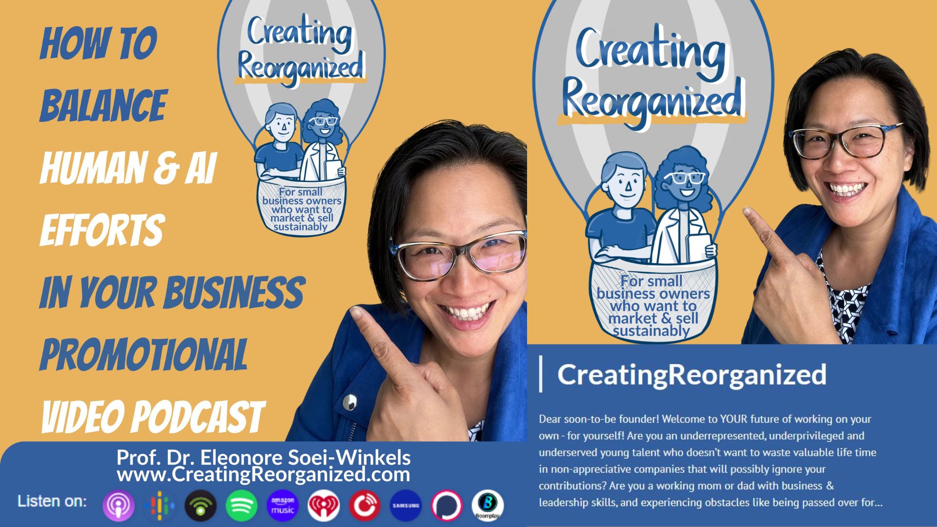 How to balance human and AI efforts in your business promotional video podcast, CreatingReorganized