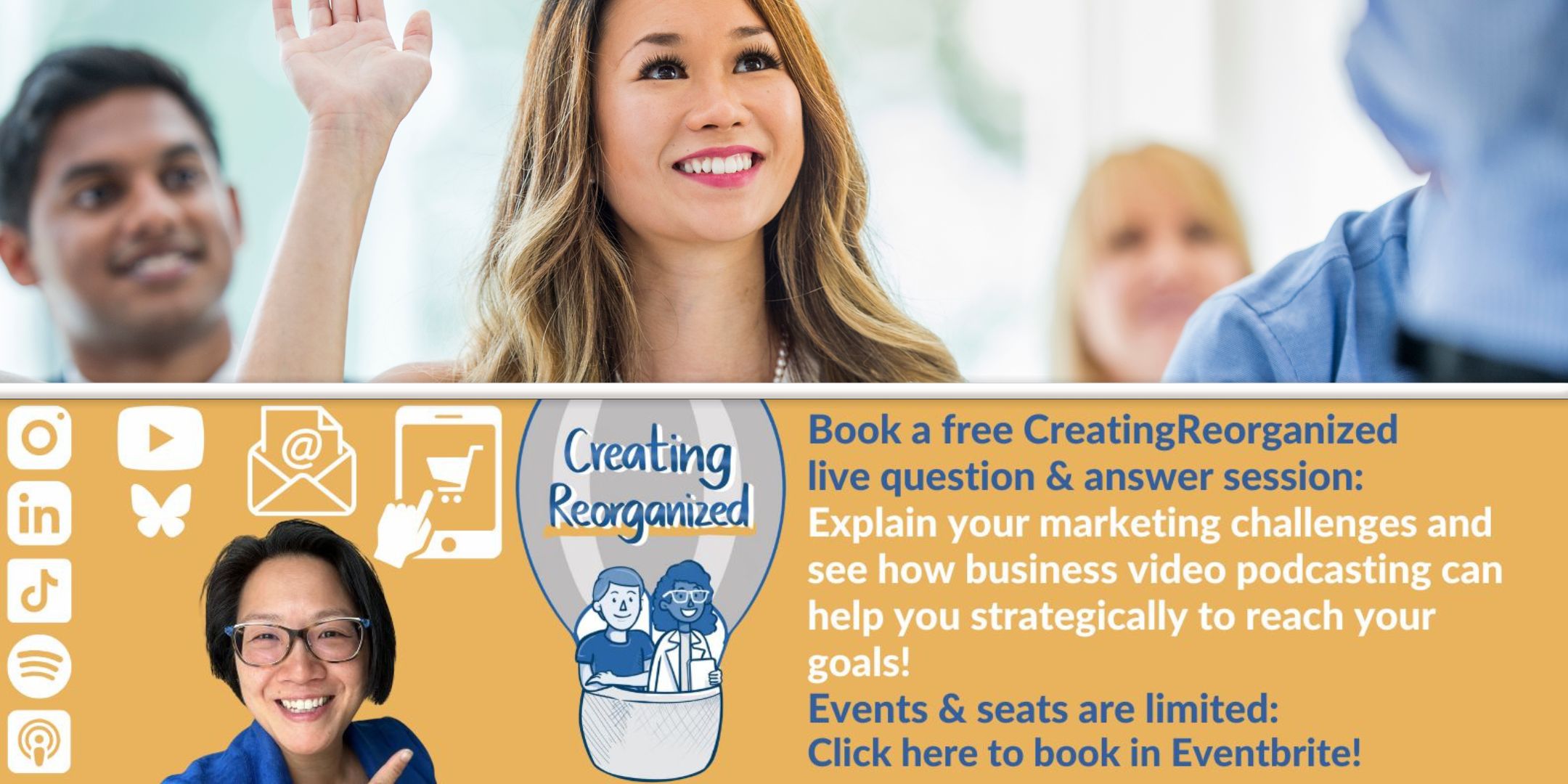 Book a free CreatingReorganized live question and answer session