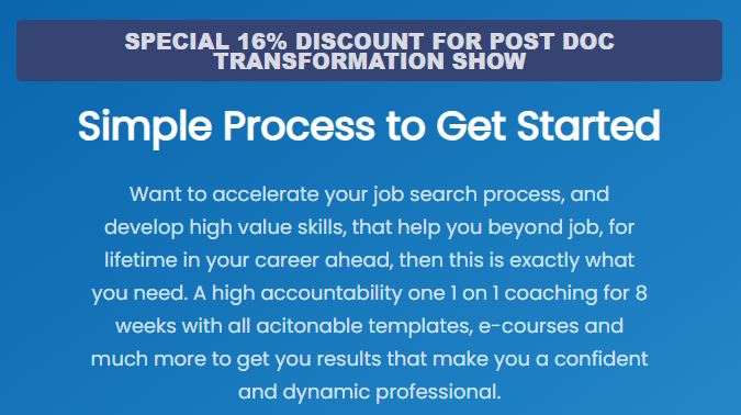 Dr. Rima Dey's special offer for PostdocTransformers!