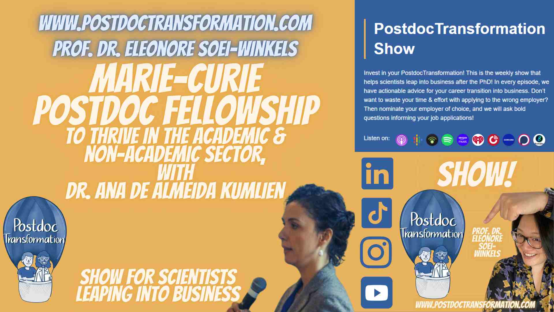 Marie-Curie Postdoc Fellowship to thrive in the academic and non-academic sector with Dr. Ana de Almeida Kumlien