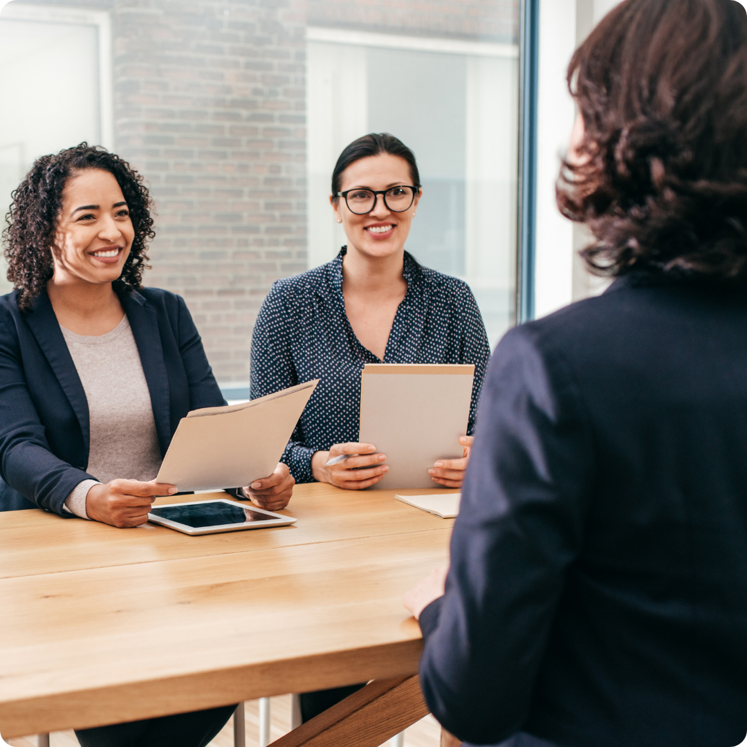 Woman introducing herself at work
