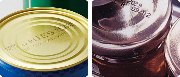 Impressão de validade e lote em latas de alimentos conservados com máquina Hitachi