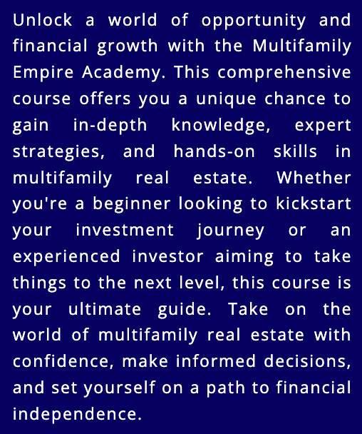 The Multifamily Empire Academy Real Estate Crash Course Learn