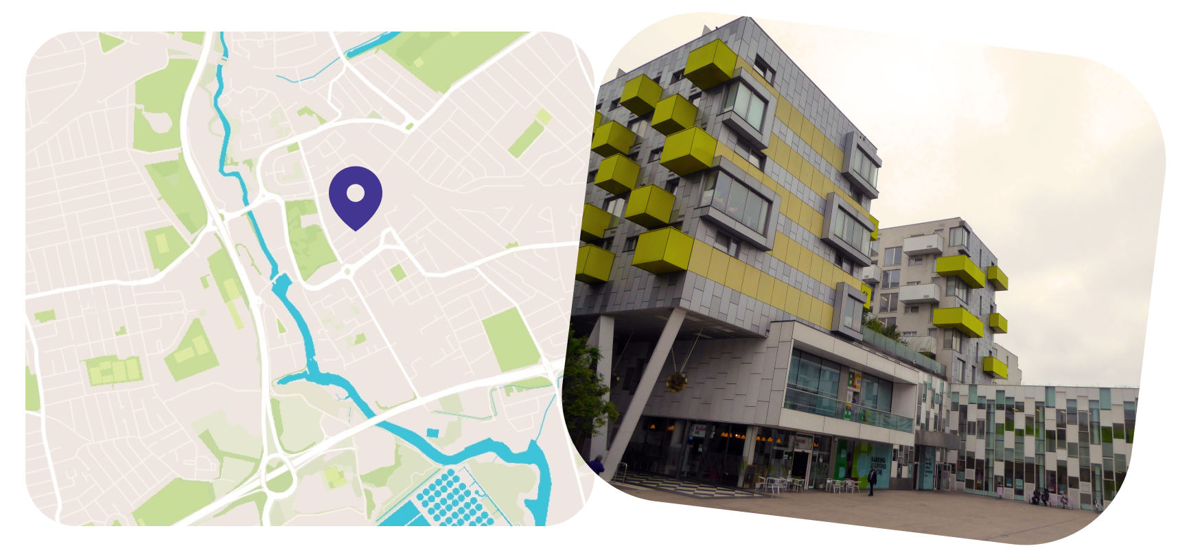 Map view and Image of shop front