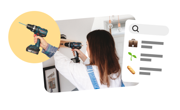 Borrowers using a drill to put up shelves