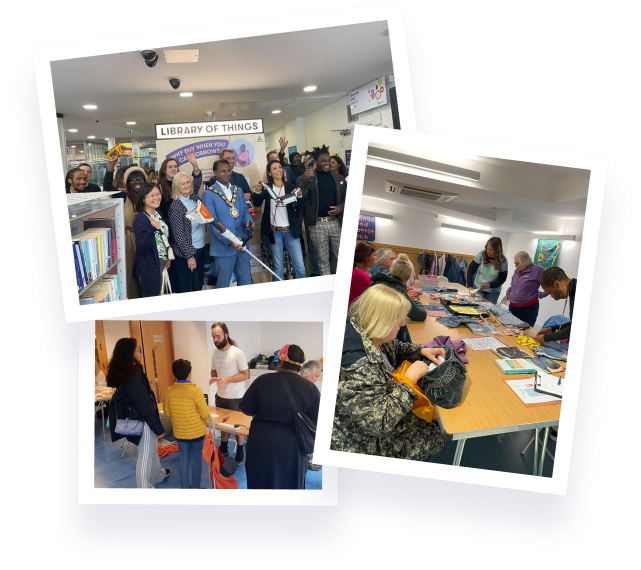 Images of people attending a Library of Things event
