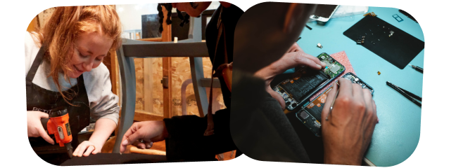 People learning new skills via workshops, events etc