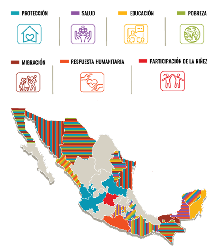 Mapa de programas de Save the Children México.