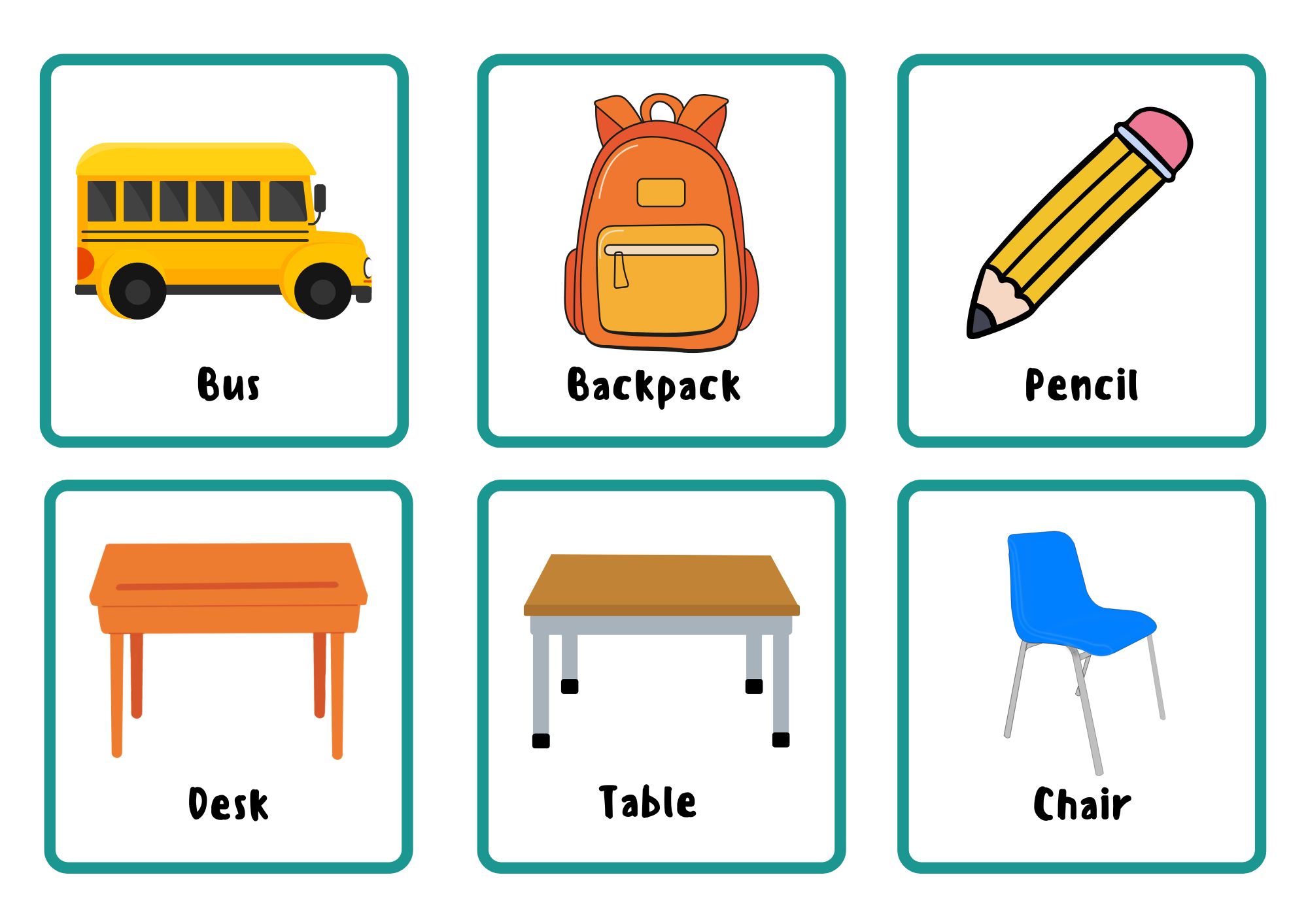 Back to school flashcards