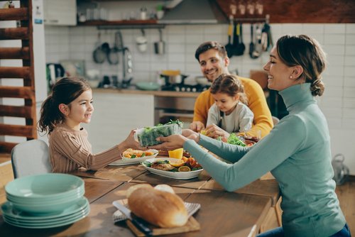 Family around the dinner table