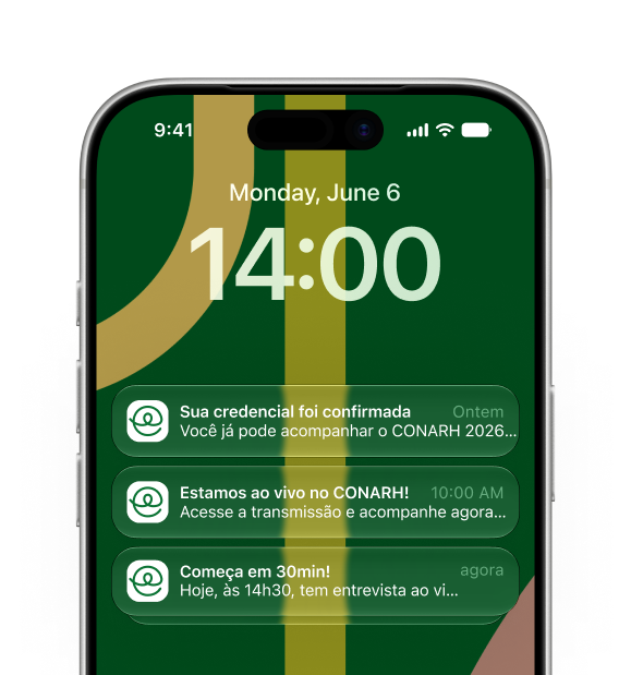 Tela com notificações da Companhia de Estágios sobre o CONARH 2026